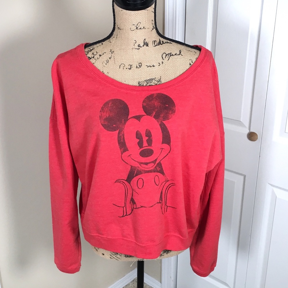 Disney Mickey Mouse Red Sweatshirt Vintage Look